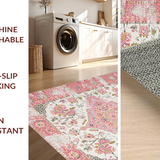 Ultra Soft Area Rug, Non Slip, Stain Resistant, Washable Area Rugs for Living Room, Bedroom, Enchanting Pastel Floral Textures(White)