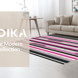 Ultra Soft Area Rug, Non Slip, Stain Resistant, Washable Area Rugs for Living Room, Bedroom, Stylish Black and Pink Patterned Elegance(Black)