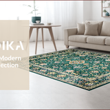 Ultra Soft Area Rug, Non Slip, Stain Resistant, Washable Area Rugs for Living Room, Bedroom, Eclectic Vintage Floral Arrangement(Green)
