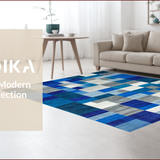 Ultra Soft Area Rug, Non Slip, Stain Resistant, Washable Area Rugs for Living Room, Bedroom, Chic Contemporary Symmetrical Elements(Blue)