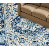 Ultra Soft Area Rug, Non Slip, Stain Resistant, Washable Area Rugs for Living Room, Bedroom, Stylish Blue Accented Geometric Pattern(Blue)