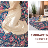 Ultra Soft Area Rug, Non Slip, Stain Resistant, Washable Area Rugs for Living Room, Bedroom, Eclectic Floral Blue Aesthetic(Blue)