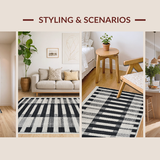 Ultra Soft Area Rug, Non Slip, Stain Resistant, Washable Area Rugs for Living Room, Bedroom, Monochrome Striped Geometric Rug, Contrast Zebra Pattern Carpet, Minimalist(Gray)