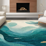 Ultra Soft Area Rug, Non Slip, Stain Resistant, Washable Area Rugs for Living Room, Bedroom, Whale and Octopus Themed Runner Rug with Tranquil Oceanic Swirls and Fish Motifs(Blue)