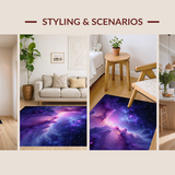 Ultra Soft Area Rug, Non Slip, Stain Resistant, Washable Area Rugs for Living Room, Bedroom, Cosmic Colorful Nebula Aesthetic(Purple)
