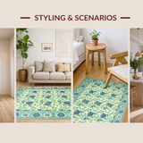 Ultra Soft Area Rug, Non Slip, Stain Resistant, Washable Area Rugs for Living Room, Bedroom, Sophisticated Light Palette Flower Design(Beige)