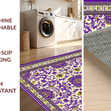 Ultra Soft Area Rug, Non Slip, Stain Resistant, Washable Area Rugs for Living Room, Bedroom, Whimsical Graphic Floral Arrangement(Purple)