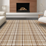 Ultra Soft Area Rug, Non Slip, Stain Resistant, Washable Area Rugs for Living Room, Bedroom, Sophisticated Abstract Square Layout(Brown)