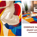 Ultra Soft Area Rug, Non Slip, Stain Resistant, Washable Area Rugs for Living Room, Bedroom, Dynamic Multicolored Swirl Aesthetic(Red)