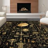 Ultra Soft Area Rug, Non Slip, Stain Resistant, Washable Area Rugs for Living Room, Bedroom, Necromancer's Study Rug Collection - Arcane Floor Art - Dark Academia(Black)