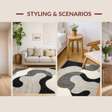 Ultra Soft Area Rug, Non Slip, Stain Resistant, Washable Area Rugs for Living Room, Bedroom, Serene Fluid Abstract Expressions(Gray)