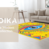 Ultra Soft Area Rug, Non Slip, Stain Resistant, Washable Area Rugs for Living Room, Bedroom, Contemporary Vibrant Folk Art(Yellow)
