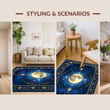 Ultra Soft Area Rug, Non Slip, Stain Resistant, Washable Area Rugs for Living Room, Bedroom, Abstract Celestial Bliss Composition(Blue)