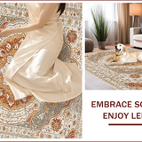 Ultra Soft Area Rug, Non Slip, Stain Resistant, Washable Area Rugs for Living Room, Bedroom, Vintage Non-Slip Living Room Rug(Beige)
