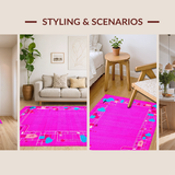 Ultra Soft Area Rug, Non Slip, Stain Resistant, Washable Area Rugs for Living Room, Bedroom, Dynamic Pink and Blue Whirlwind(Pink)