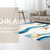 Ultra Soft Area Rug, Non Slip, Stain Resistant, Washable Area Rugs for Living Room, Bedroom, Rustic Beach Shell Embellishments(Beige)