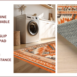 Ultra Soft Area Rug, Non Slip, Stain Resistant, Washable Area Rugs for Living Room, Bedroom, Aztec Geometric Fall Bedroom Washable Low Pile Carpet(Orange)