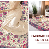 Ultra Soft Area Rug, Non Slip, Stain Resistant, Washable Area Rugs for Living Room, Bedroom, Vibrant Floral Paisley Motif(Beige)