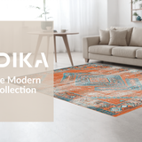 Ultra Soft Area Rug, Non Slip, Stain Resistant, Washable Area Rugs for Living Room, Bedroom, Contemporary Vibrant Abstract Elements(Orange)