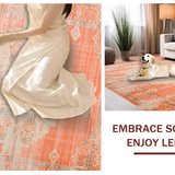 Ultra Soft Area Rug, Non Slip, Stain Resistant, Washable Area Rugs for Living Room, Bedroom, Chic Distressed Earthy Aesthetic(Orange)
