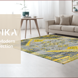 Ultra Soft Area Rug, Non Slip, Stain Resistant, Washable Area Rugs for Living Room, Bedroom, Modern Abstract Yellow Tones(Gray)
