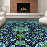 Ultra Soft Area Rug, Non Slip, Stain Resistant, Washable Area Rugs for Living Room, Bedroom, Chic Dark Blue Trellis Style(Blue)