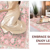 Ultra Soft Area Rug, Non Slip, Stain Resistant, Washable Area Rugs for Living Room, Bedroom, Rustic Chic Floral Impressions(Pink)