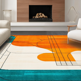 Ultra Soft Area Rug, Non Slip, Stain Resistant, Washable Area Rugs for Living Room, Bedroom, Retro Colorful Geometric Arrangement(Orange)