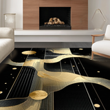Dramatic Black and Gold Swirling Composition(Black)