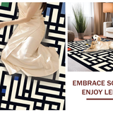 Ultra Soft Area Rug, Non Slip, Stain Resistant, Washable Area Rugs for Living Room, Bedroom, Unique Modernist Pattern Play(Black)