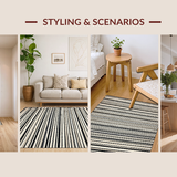 Ultra Soft Area Rug, Non Slip, Stain Resistant, Washable Area Rugs for Living Room, Bedroom, Trendy Dual-Tone Patterned Charm(Beige)