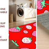 Ultra Soft Area Rug, Non Slip, Stain Resistant, Washable Area Rugs for Living Room, Bedroom, Eclectic Colorful Fruit Fusion(Red)
