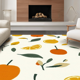 Ultra Soft Area Rug, Non Slip, Stain Resistant, Washable Area Rugs for Living Room, Bedroom, Artistic Colorful Fruit Visuals(Orange)