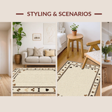 Ultra Soft Area Rug, Non Slip, Stain Resistant, Washable Area Rugs for Living Room, Bedroom, Elegant Low Pile Textured Arrangement(Beige)