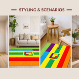 Ultra Soft Area Rug, Non Slip, Stain Resistant, Washable Area Rugs for Living Room, Bedroom, Charming Multi-Hued Educational Piece(Red)