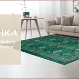 Ultra Soft Area Rug, Non Slip, Stain Resistant, Washable Area Rugs for Living Room, Bedroom, Elegant Antique Floral Arrangement(Green)