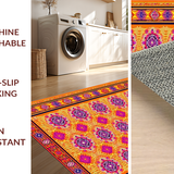Ultra Soft Area Rug, Non Slip, Stain Resistant, Washable Area Rugs for Living Room, Bedroom, Striking Colorful Geometric Fusion(Orange)