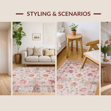 Ultra Soft Area Rug, Non Slip, Stain Resistant, Washable Area Rugs for Living Room, Bedroom, Sophisticated Dusty Toned Artistry(Pink)