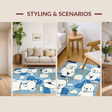 Ultra Soft Area Rug, Non Slip, Stain Resistant, Washable Area Rugs for Living Room, Bedroom, Delightful Nursery Cartoon Theme(Blue)