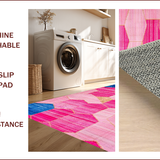Ultra Soft Area Rug, Non Slip, Stain Resistant, Washable Area Rugs for Living Room, Bedroom, Dynamic Colorful Linear Motif(Pink)