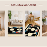 Ultra Soft Area Rug, Non Slip, Stain Resistant, Washable Area Rugs for Living Room, Bedroom, vinyl record half round(Black)