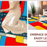 Ultra Soft Area Rug, Non Slip, Stain Resistant, Washable Area Rugs for Living Room, Bedroom, Playful Green Urban Adventure Mat(Red)