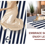 Ultra Soft Area Rug, Non Slip, Stain Resistant, Washable Area Rugs for Living Room, Bedroom, Contemporary Blue and Ivory Stripes(Blue)