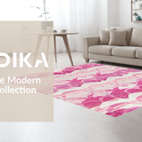 Ultra Soft Area Rug, Non Slip, Stain Resistant, Washable Area Rugs for Living Room, Bedroom, Aesthetic Scalloped Bow Rug with Graceful Loops and Soft Pink(Pink)