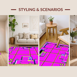 Ultra Soft Area Rug, Non Slip, Stain Resistant, Washable Area Rugs for Living Room, Bedroom, Eclectic Multicolored Graphic Arrangement(Purple)