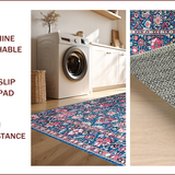 Ultra Soft Area Rug, Non Slip, Stain Resistant, Washable Area Rugs for Living Room, Bedroom, Eclectic Floral Blue Aesthetic(Blue)