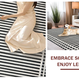 Ultra Soft Area Rug, Non Slip, Stain Resistant, Washable Area Rugs for Living Room, Bedroom, Minimalist Dual Tone Stripe With Handcrafted Layered Lines(Black)