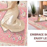 Ultra Soft Area Rug, Non Slip, Stain Resistant, Washable Area Rugs for Living Room, Bedroom, Graceful Curved Symmetrical Layout(Pink)