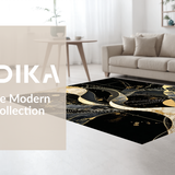 Ultra Soft Area Rug, Non Slip, Stain Resistant, Washable Area Rugs for Living Room, Bedroom, Unique Abstract Artistic Flair(Black)