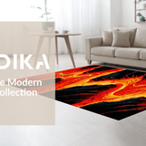 Ultra Soft Area Rug, Non Slip, Stain Resistant, Washable Area Rugs for Living Room, Bedroom, Energetic Volcano Inspired Motif(Red)
